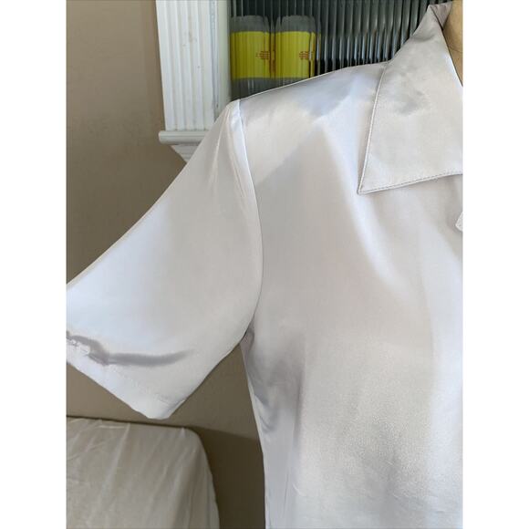 80s Vtg Anna Kriste Secretary Blouse Shirt Sz 12 Light Gray Button Up Shirt - Picture 3 of 7